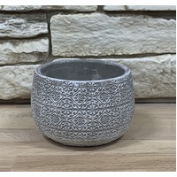 (DISC) GREY MOROCCAN CEMENT POT SMALL 9H 12T 9.3B 13WP