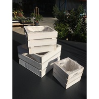 WHITE BASKET 10-BAS45-00465-MED M-10HX14 CRATE FROSTY SQ WOOD CRATES