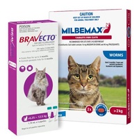 Bravecto Spot On & Milbemax Allwormer Bundle For Cats 6.25-8kg 2 Pack