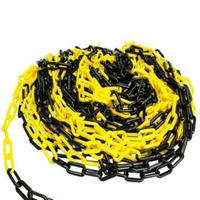10 METRE YELLOW AND BLACK WARNING SAFETY CHAIN (6MM WIDE PLASTIC LINKS